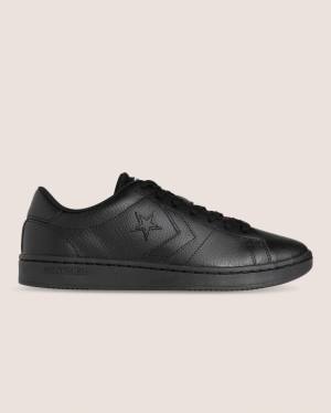 Converse All Court Leather Low Tops Shoes Black | CV-519GUD