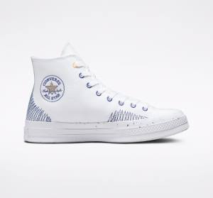 Converse Chuck 70 Stitched High Tops Shoes White / Indigo | CV-345VFM