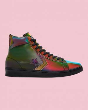 Converse Pro Leather Iridescent High Tops Shoes Black | CV-452NKD