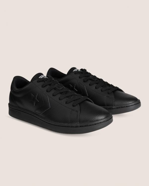 Converse All Court Leather Low Tops Shoes Black | CV-519GUD