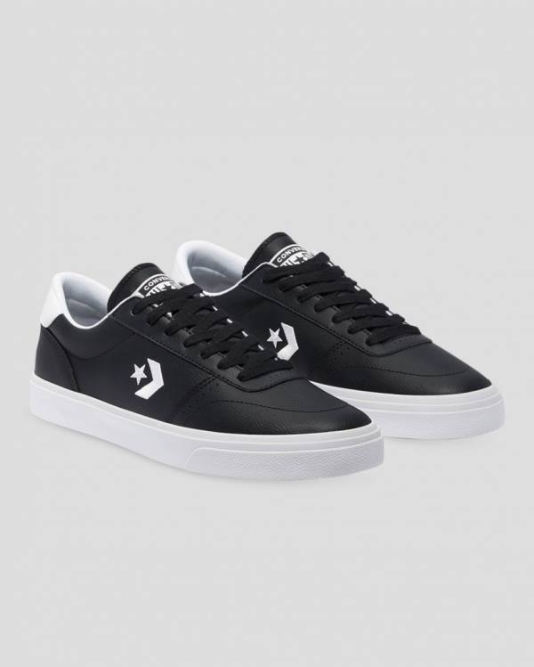 Converse Boulevard Faux Leather Low Tops Shoes Black | CV-974JTA