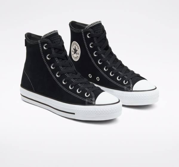 Converse CONS Chuck Taylor All Star Pro Suede Skate Shoes Black / White | CV-068KGM