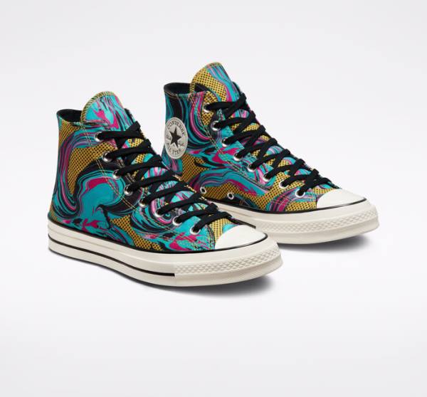 Converse Chuck 70 '90s Marbled High Tops Shoes Turquoise | CV-580XQI