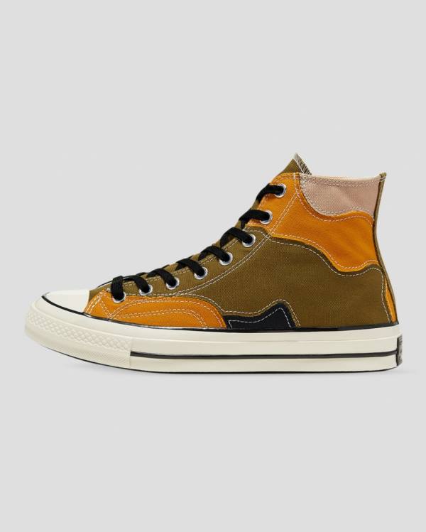 Converse Chuck 70 Archive Camo Overlay High Tops Shoes Olive Orange | CV-932FME