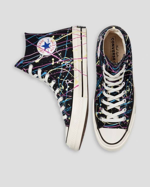 Converse Chuck 70 Archive Print Paint Splatter High Tops Shoes Black | CV-021IDW