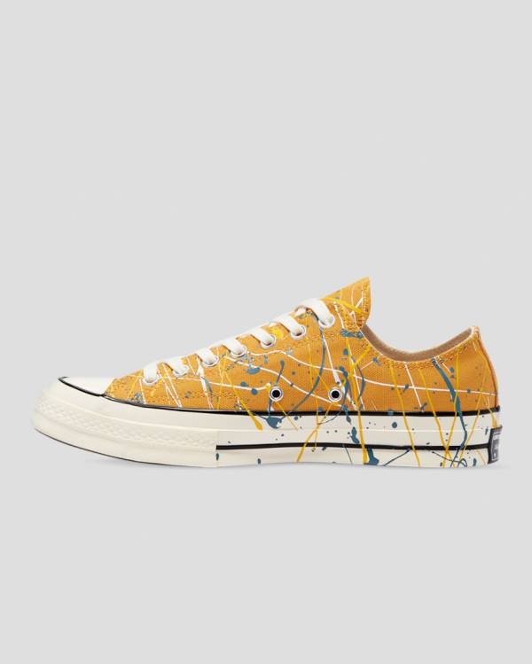 Converse Chuck 70 Archive Print Paint Splatter Low Tops Shoes Yellow | CV-263QYX