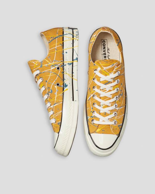 Converse Chuck 70 Archive Print Paint Splatter Low Tops Shoes Yellow | CV-263QYX