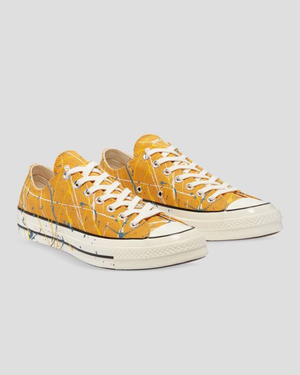 Converse Chuck 70 Archive Print Paint Splatter Low Tops Shoes Yellow | CV-263QYX