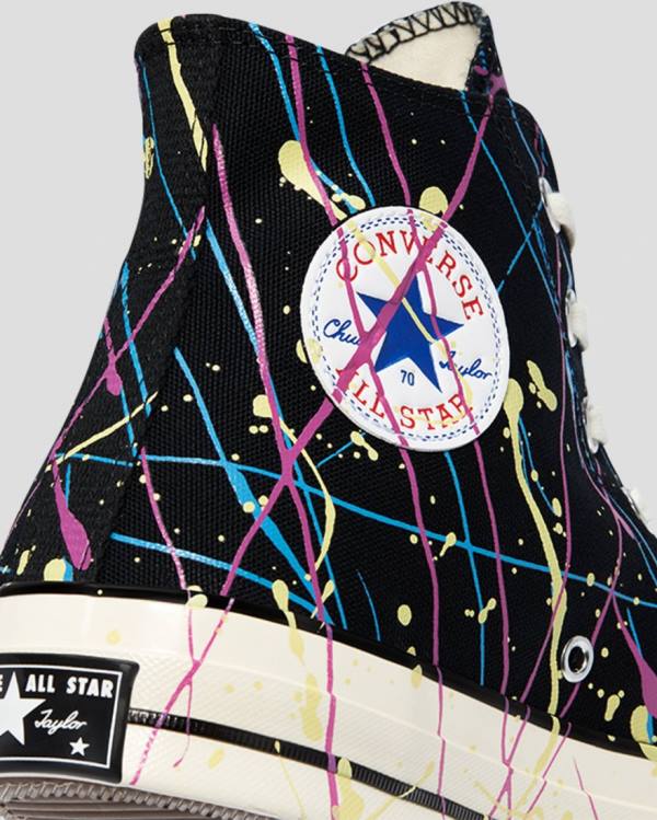 Converse Chuck 70 Archive Print Paint Splatter High Tops Shoes Black | CV-902SFR