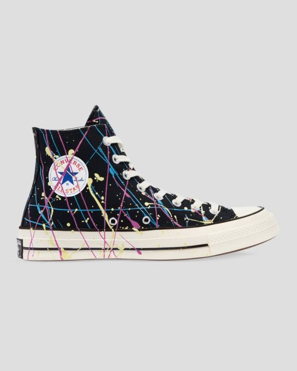 Converse Chuck 70 Archive Print Paint Splatter High Tops Shoes Black | CV-902SFR