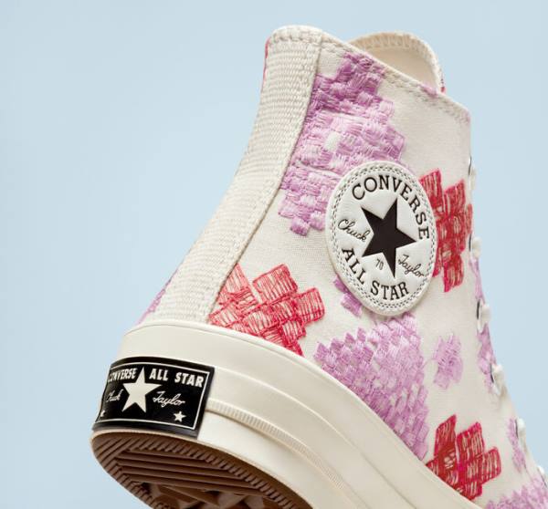 Converse Chuck 70 Bright Embroidery High Tops Shoes Pink / Red | CV-104CFX