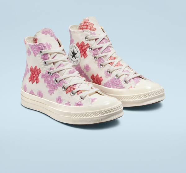 Converse Chuck 70 Bright Embroidery High Tops Shoes Pink / Red | CV-104CFX