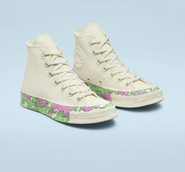 Converse Chuck 70 Crafted Florals High Tops Shoes Pink / Light Green | CV-052DEN