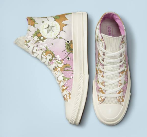 Converse Chuck 70 Crafted Florals High Tops Shoes Pink / Olive | CV-317UEZ