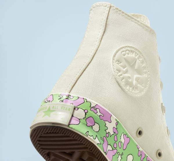 Converse Chuck 70 Crafted Florals High Tops Shoes Pink / Light Green | CV-740PBM