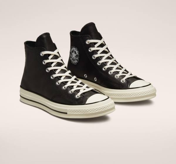 Converse Chuck 70 Crafted Leather High Tops Shoes Black | CV-291JWF