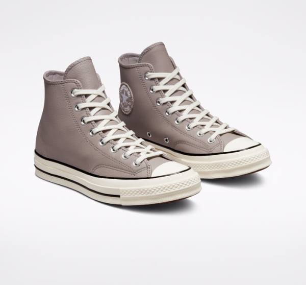 Converse Chuck 70 Crafted Leather High Tops Shoes Grey / Black | CV-637HLS