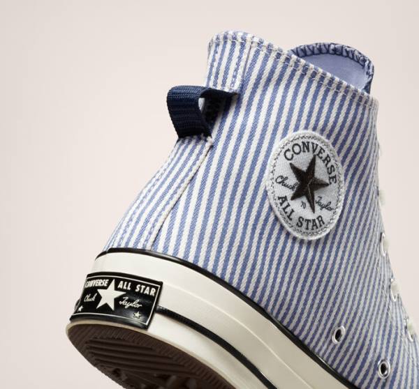 Converse Chuck 70 Crafted Stripe High Tops Shoes Indigo / Black | CV-074YXC