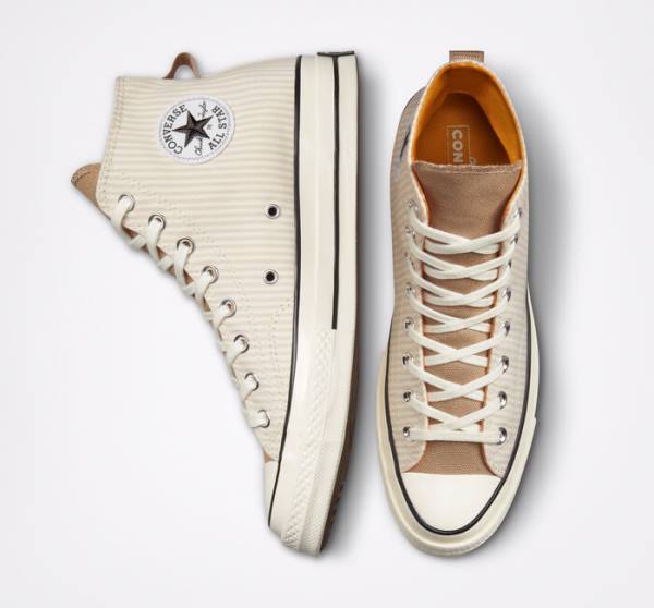 Converse Chuck 70 Crafted Stripe High Tops Shoes Brown | CV-423PVC