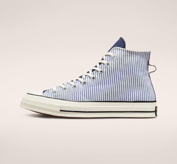 Converse Chuck 70 Crafted Stripe High Tops Shoes Indigo / Black | CV-536PJD