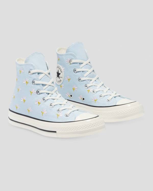 Converse Chuck 70 Embroidered Garden Party High Tops Shoes Blue | CV-094VIY