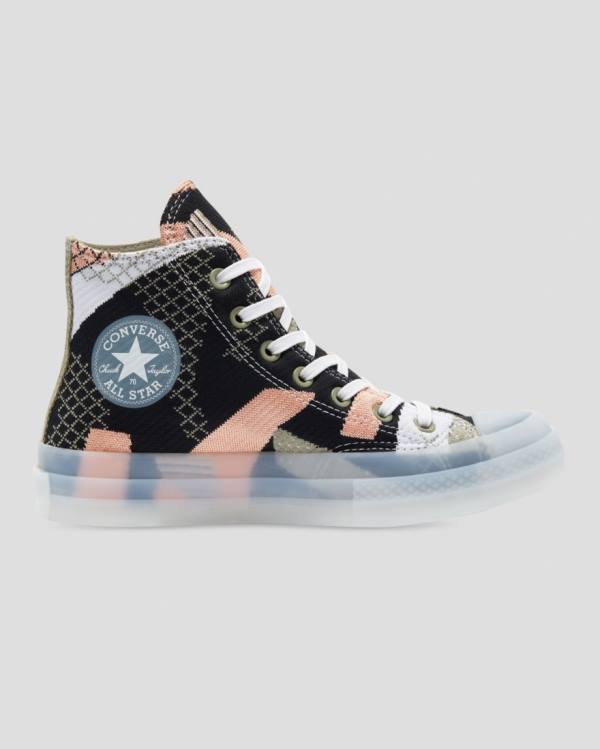 Converse Chuck 70 Knit Print High Tops Shoes Black Orange | CV-264MRY