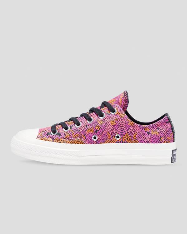 Converse Chuck 70 Leather Printed Low Tops Shoes Pink Orange | CV-089YLW