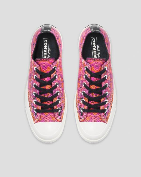 Converse Chuck 70 Leather Printed Low Tops Shoes Pink Orange | CV-089YLW