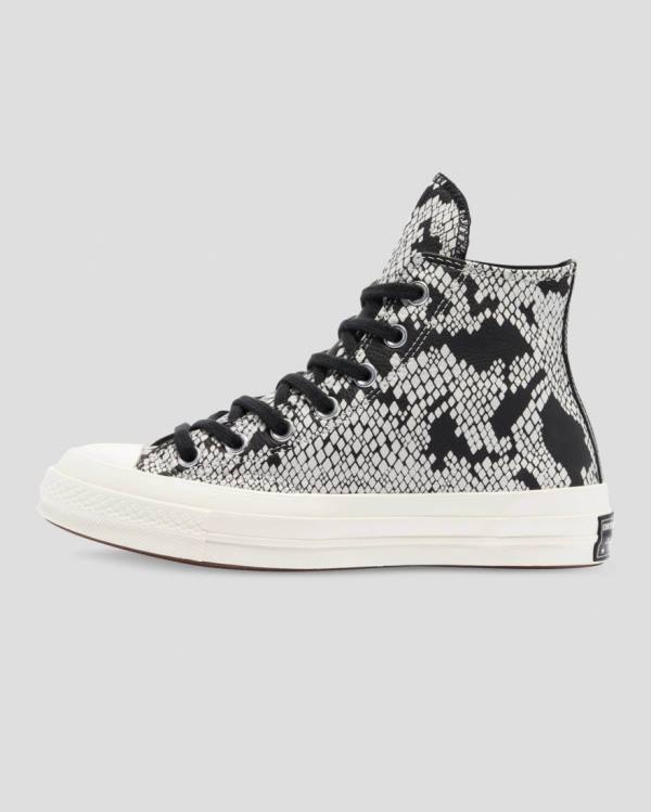 Converse Chuck 70 Leather Snake Print High Tops Shoes Beige Black | CV-798XFA