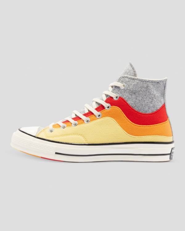 Converse Chuck 70 Nor'Easter Felted Layered High Tops Shoes Grey Red Yellow | CV-941OGZ