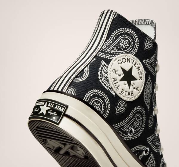 Converse Chuck 70 Paisley High Tops Shoes Black | CV-985PWK