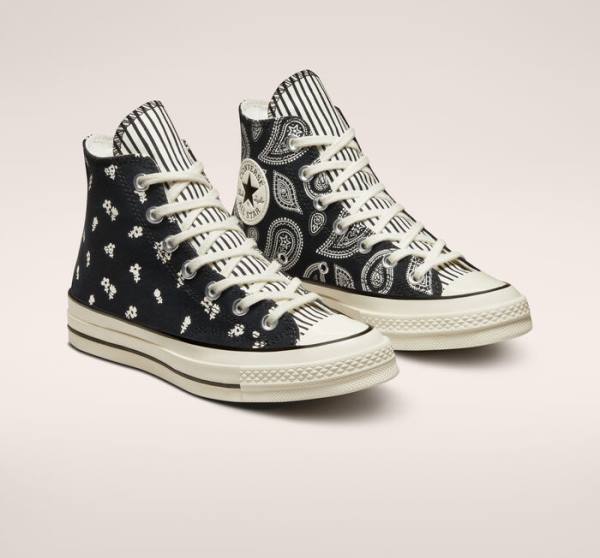 Converse Chuck 70 Paisley High Tops Shoes Black | CV-985PWK