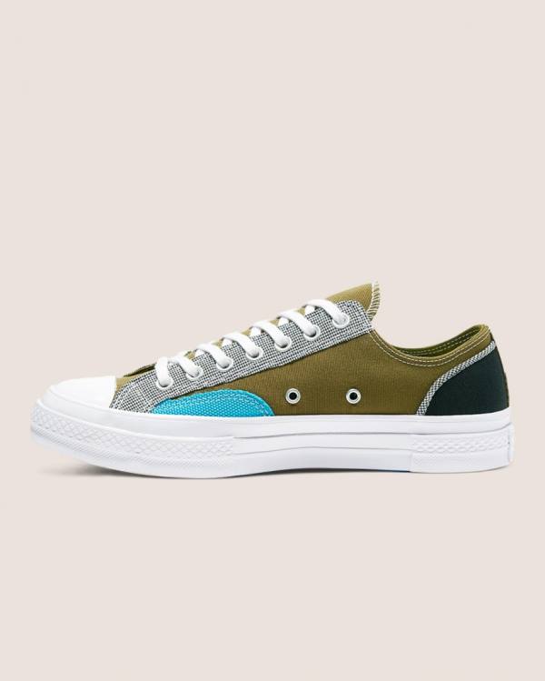 Converse Chuck 70 Patchwork Low Tops Shoes Olive Blue | CV-541FIK