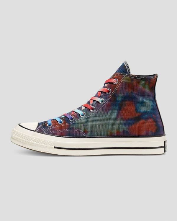 Converse Chuck 70 Plaid Tie Dye High Tops Shoes Black | CV-895ESM