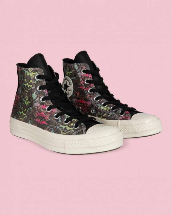 Converse Chuck 70 Satin Snake Print High Tops Shoes Black | CV-025IEG