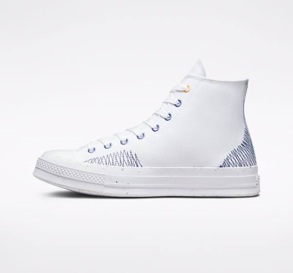 Converse Chuck 70 Stitched High Tops Shoes White / Indigo | CV-315CJQ