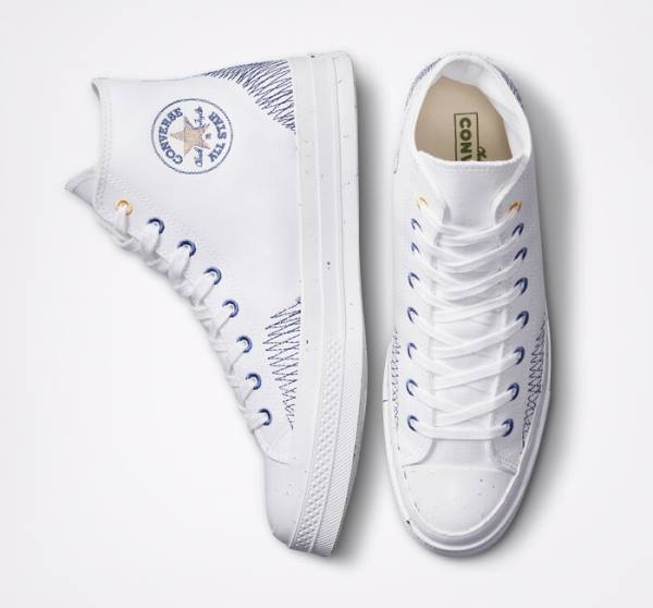 Converse Chuck 70 Stitched High Tops Shoes White / Indigo | CV-345VFM