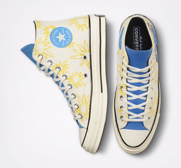 Converse Chuck 70 Sunny Floral High Tops Shoes Blue | CV-026RJH