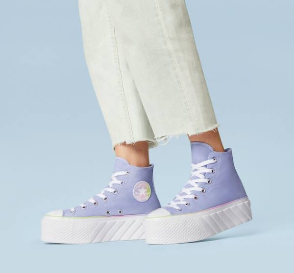 Converse Chuck Taylor All Star 2X Lift Platform Pastel Gradient High Tops Shoes Blue / White | CV-216BPU