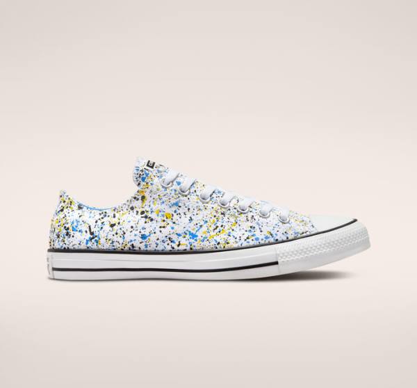 Converse Chuck Taylor All Star Archive Paint Splatter Low Tops Shoes White / Blue | CV-048QJV