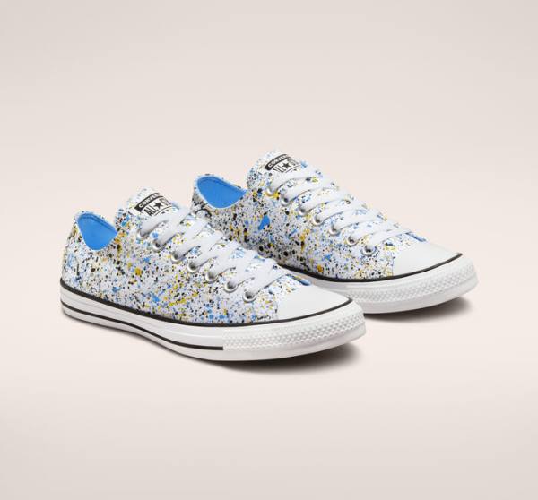 Converse Chuck Taylor All Star Archive Paint Splatter Low Tops Shoes White / Blue | CV-523TIK