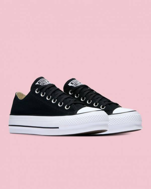 Converse Chuck Taylor All Star Canvas Lift Low Tops Shoes Black | CV-814QKL