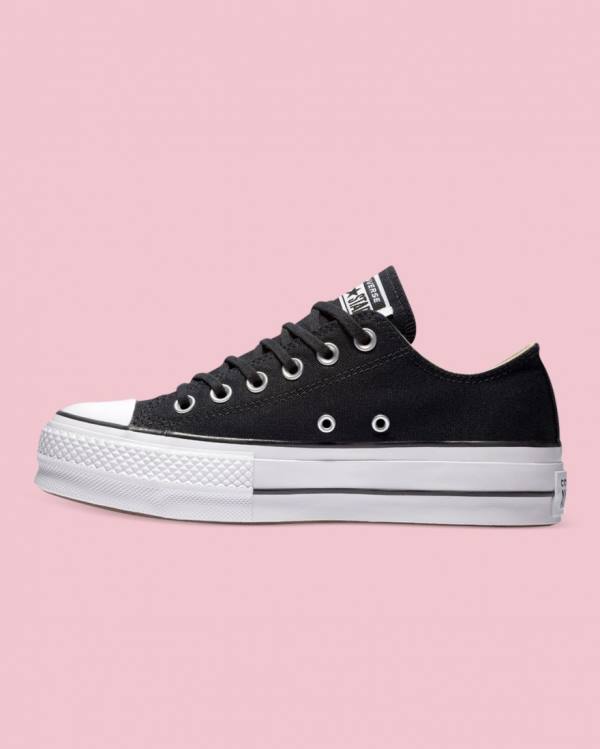 Converse Chuck Taylor All Star Canvas Lift Low Tops Shoes Black | CV-814QKL