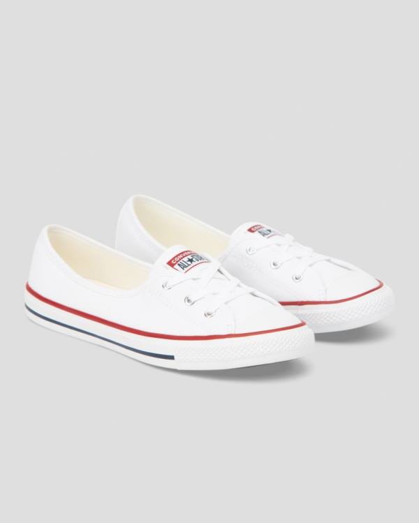 Converse Chuck Taylor All Star Dainty Ballet Lace Slip Low Tops Shoes White | CV-204QYS