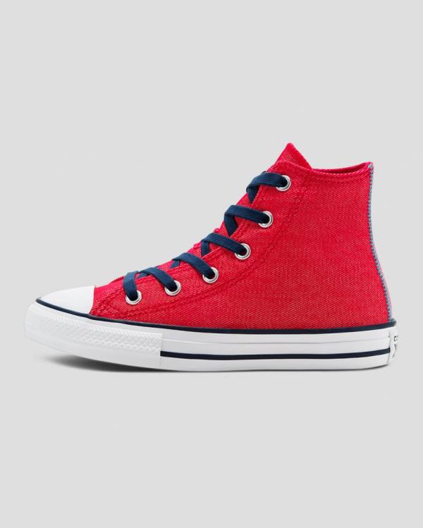 Converse Chuck Taylor All Star Denim Reverse Twill High Tops Shoes Red | CV-684DPY