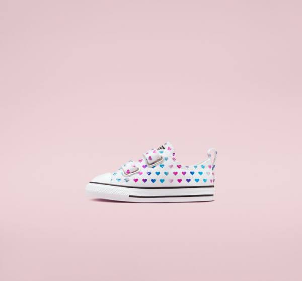 Converse Chuck Taylor All Star Easy-On Foil Hearts Low Tops Shoes White / Black / Pink | CV-035DPZ