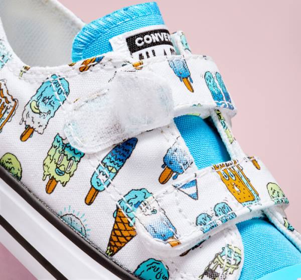 Converse Chuck Taylor All Star Easy-On Frozen Treats Low Tops Shoes White / Blue / Light Green | CV-086AVP