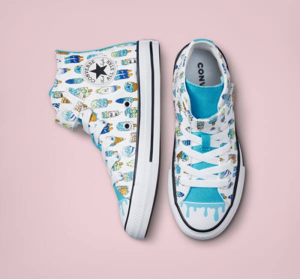 Converse Chuck Taylor All Star Easy-On Frozen Treats High Tops Shoes White / Blue / Light Green | CV-254YGZ