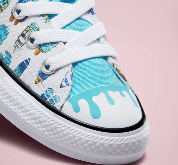 Converse Chuck Taylor All Star Easy-On Frozen Treats High Tops Shoes White / Blue / Light Green | CV-254YGZ