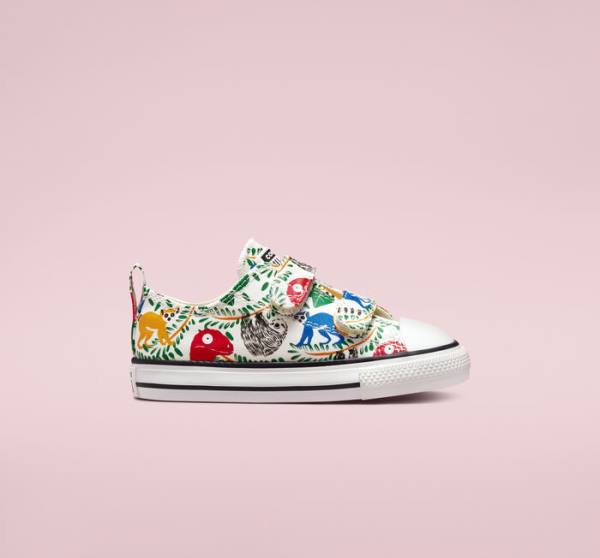 Converse Chuck Taylor All Star Easy-On Multicolored Animals Low Tops Shoes White / Multicolor / Black | CV-086LFR